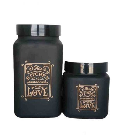 Pack de deux Bocal Carré kitchen love 3L et 1L