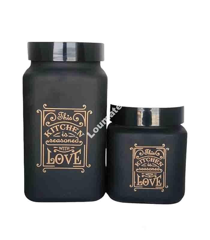 Sans titre-1 Pack de deux Bocal Carré kitchen love 3L et 1L